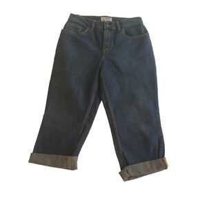 LL Bean Capris Womens Size 10 Blue Dark Wash Shorts Mid Rise Casual Summer Denim